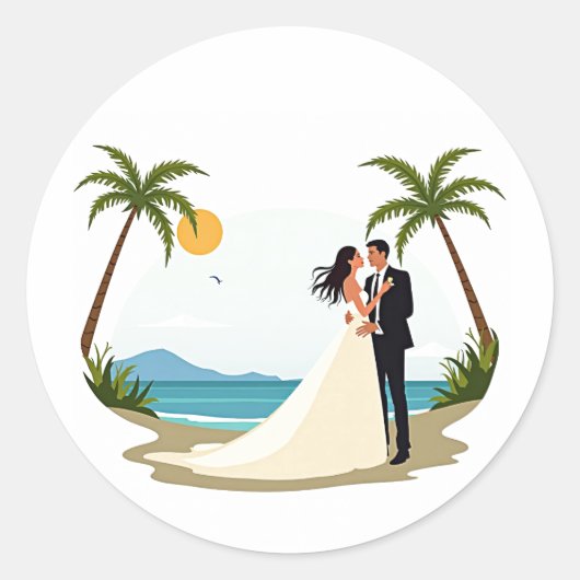 Rond Sticker de mariage Dreamy Beach (Devant)