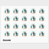 Rond Sticker de mariage Dreamy Beach (Feuille)