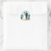 Rond Sticker de mariage Dreamy Beach (Sac)