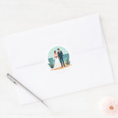 Rond Sticker de mariage Dreamy Beach (Enveloppe)