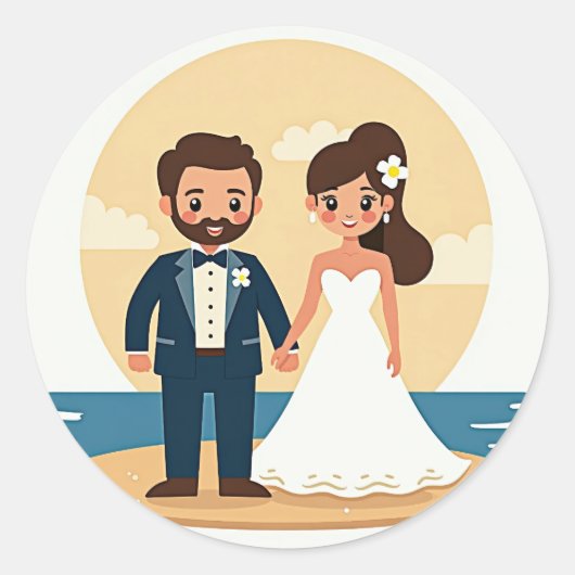 Rond Sticker de mariage Dreamy Beach (Devant)