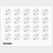 Rond Sticker de mariage du jardin floral (Feuille)