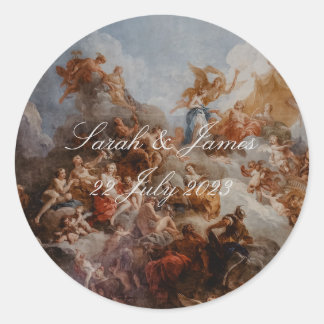Rond Sticker de mariage élégant Art Vintage