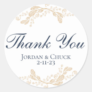 Rond Sticker De Mariage Favoris De Feuille D'Or