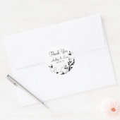 Rond Sticker de mariage Fleur Blanc Noir Fleur Noir (Enveloppe)