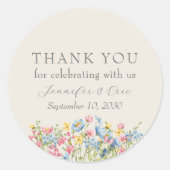 Rond Sticker de mariage floral Boho Favor (Devant)