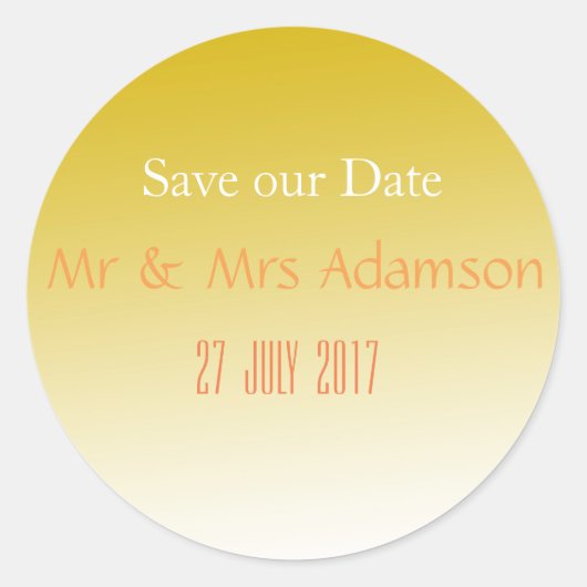 Rond Sticker de mariage Gold Elegant (Devant)