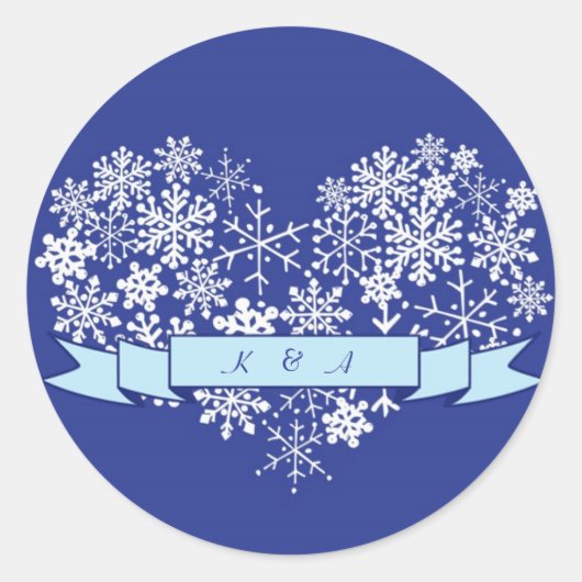 Rond Sticker de mariage hivernal avec bannière (Devant)