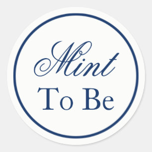 Rond Sticker de mariage "Mint to Be" - Navy