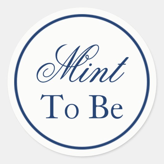 Rond Sticker de mariage "Mint to Be" - Navy (Devant)