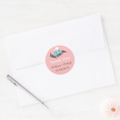 Rond Sticker de mariage pour Inséparables roses doux (Enveloppe)