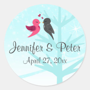 Rond Sticker de mariage pour les amoureux d'eau, rose, 