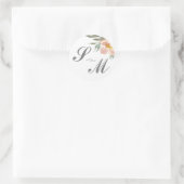 Rond Sticker de mariage pour un monogramme orange clair (Sac)