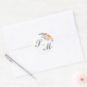 Rond Sticker de mariage pour un monogramme orange clair (Enveloppe)