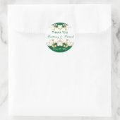 Rond Sticker de mariage préféré, vert, blanc, manuscrit (Sac)