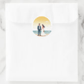 Rond Sticker de mariage Sunset Beach (Sac)