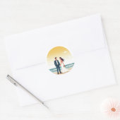 Rond Sticker de mariage Sunset Beach (Enveloppe)