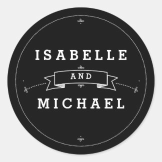 Rond Sticker de mariage vintage Chalkboard fantaisie