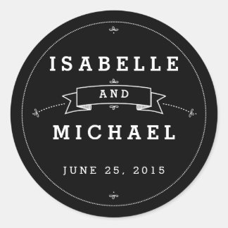 Rond Sticker de mariage vintage Chalkboard fantaisie