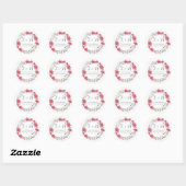 Rond Sticker de mariage vintage rose floral (Feuille)