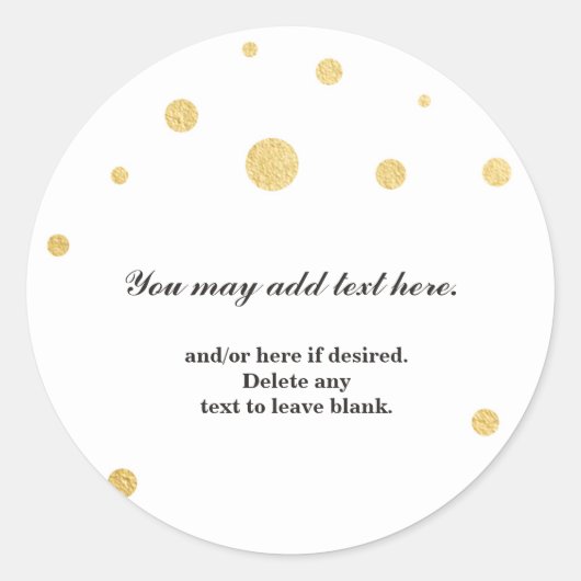 Rond Sticker de mariée Mariage moderne Dots Gold (Devant)