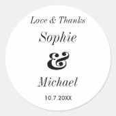 Rond Sticker de mariée Mariage noir blanc (Devant)