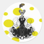 Rond Sticker de mode Diva - jaune (Devant)