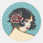 Rond Sticker de mode Diva - Points Bleus (Devant)