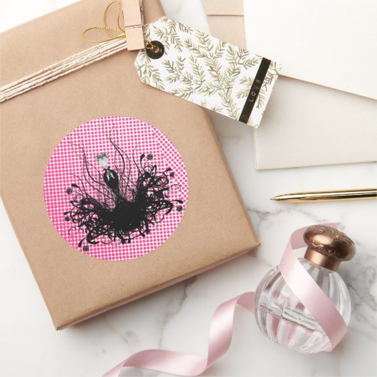 Rond Sticker de mode Diva - Raspberry Hot Bright Pink (Cadeaux)