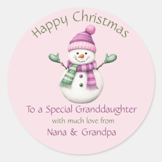 Rond Sticker de Noël à la petite-fille (Devant)