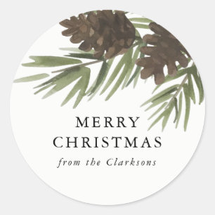 Rond Sticker de Noël aux pinces d'aquarelle