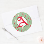 ROND STICKER DE NOËL AVEC INITIALE PERSONNALISÉE (Enveloppe)