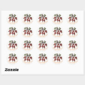 Rond Sticker de Noël Berry Joyeux (Feuille)