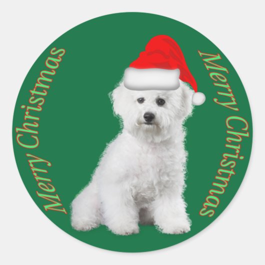 Rond Sticker de Noël Bichon Frise (Devant)