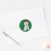 Rond Sticker de Noël Bichon Frise (Enveloppe)
