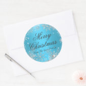 Rond Sticker de Noël Blue Winter Wonderland (Enveloppe)
