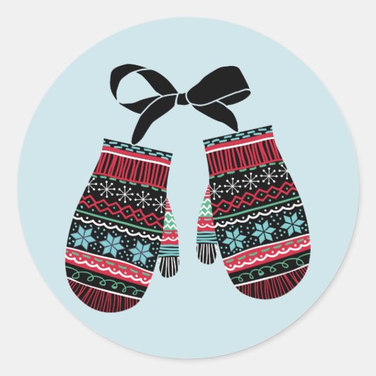 Rond Sticker de Noël de Holiday Mittens (Devant)