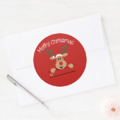 Rond Sticker de Noël de rennes (Enveloppe)