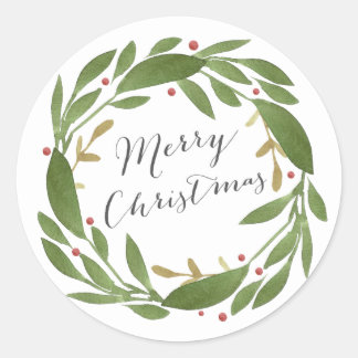 Rond Sticker de Noël des Sprigs d'hiver