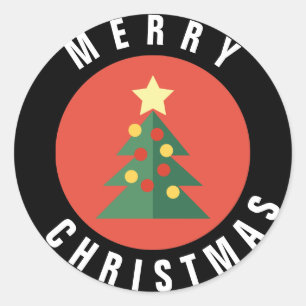 Rond Sticker de Noël Design Arbre de Noël