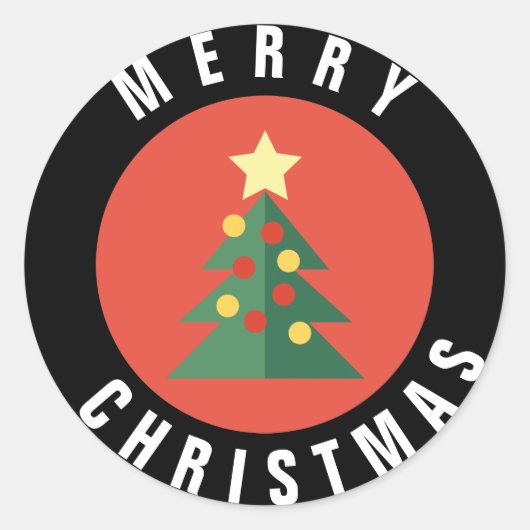 Rond Sticker de Noël Design Arbre de Noël (Devant)