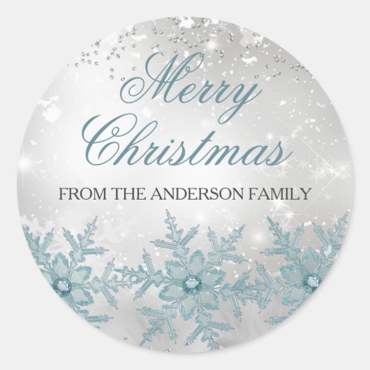 Rond Sticker de Noël en cristal bleu (Devant)