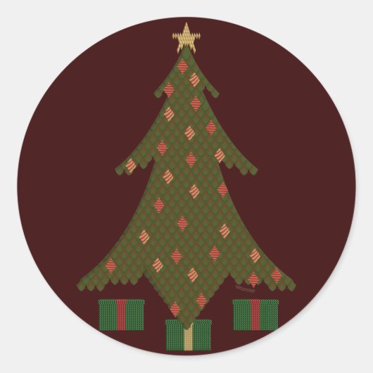 Rond Sticker de Noël en quadrillage (Devant)