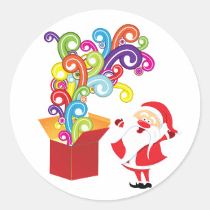 Rond Sticker De Noël Et Boîte Cadeau