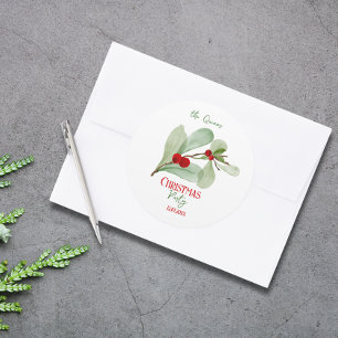 Rond Sticker de Noël Festiical Botanical Joyeux