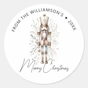 Rond Sticker de Noël Festive Pink Gold