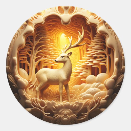 Rond Sticker de Noël Gold Deer (Devant)