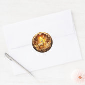 Rond Sticker de Noël Gold Deer (Enveloppe)