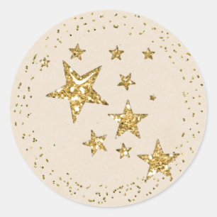 Rond Sticker de Noël Gold Star