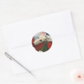 Rond Sticker de Noël Greyhound et Père Noël Dog Art (Enveloppe)